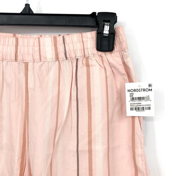 BP. Unisex Stripe Cotton Casual Short XXS Pink/Cream Elastic Waist Nordstrom NWT - Picture 4 of 11